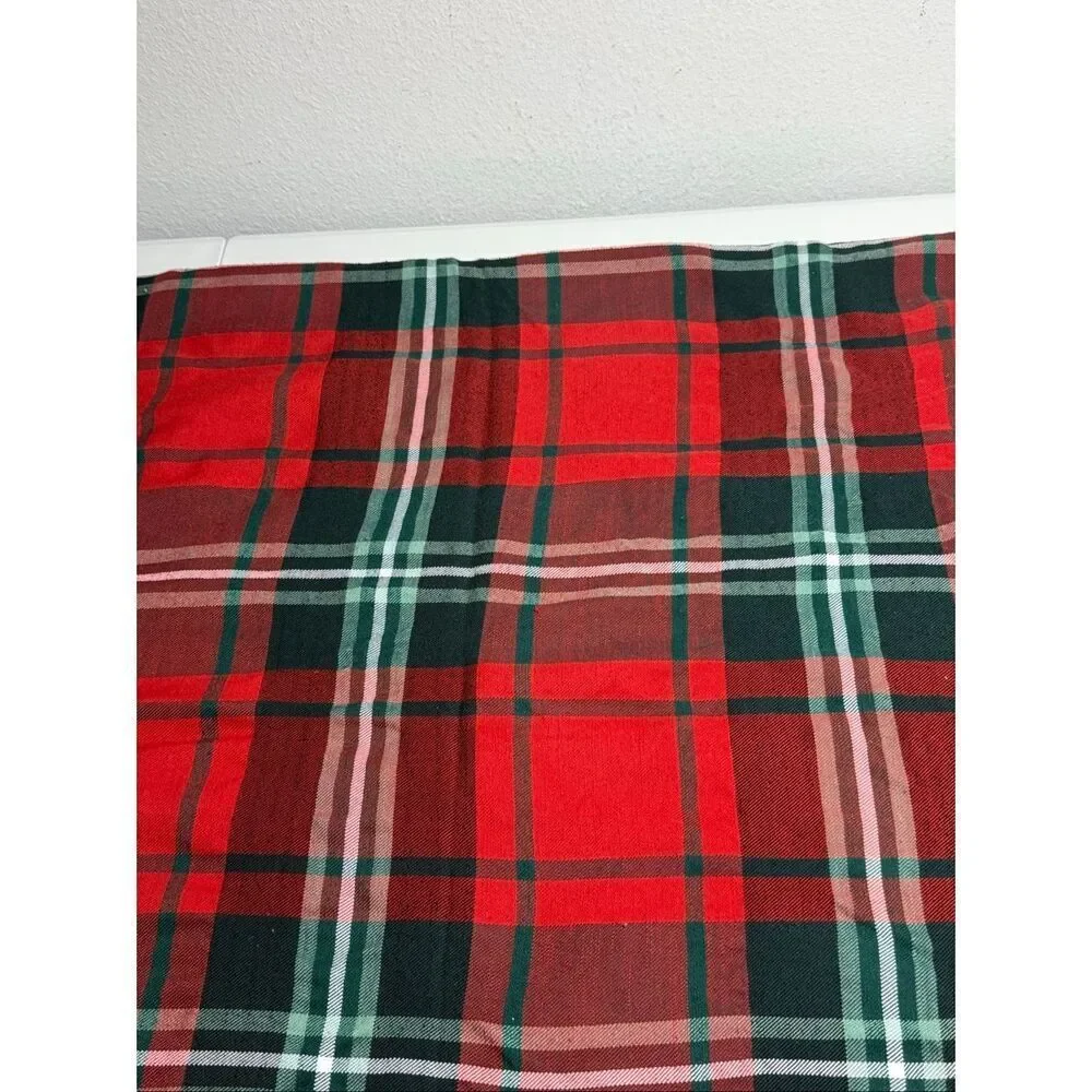 Holiday Time Christmas Plaid Rectangle Tablecloth 82” X 60” Red Green